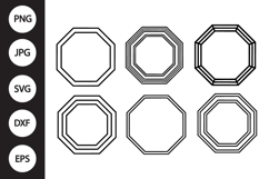 Octagon Double Frame SVG, Octagon Double Frame Clipart Product Image 1