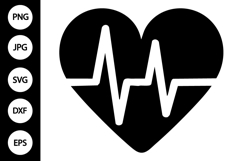 Red Heart with Heartbeat Line SVG Product Image 1