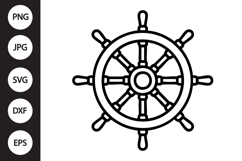 Ship Wheel Outline SVG, Coloring Page Product Image 1