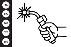 Welding Torch Hand Outline SVG, Coloring Page Product Image 1