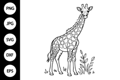 Giraffe Outline SVG, Coloring Page Product Image 1
