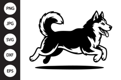 Husky Running Silhouette SVG Product Image 1