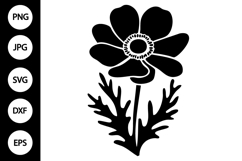 Silhouette Anemone Flower SVG Product Image 1