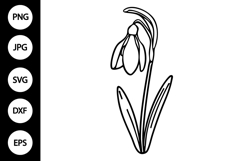 Outline Snowdrop Flower SVG Product Image 1