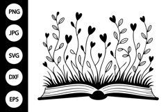 Floral Book SVG, Floral Book Silhouette SVG Product Image 1