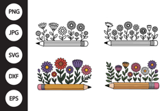 wildflowers pencil SVG, wildflowers pencil Clipart Product Image 1