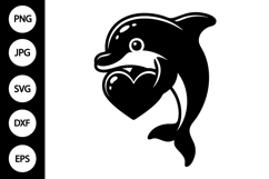 Dolphin Hugging a Heart SVG Product Image 1