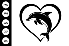 Dolphin Inside Heart Frame SVG Product Image 1