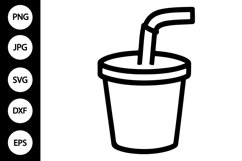 Outline Cup with Straw SVG Product Image 1