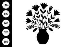 Vase with Flowers Silhouette SVG Product Image 1