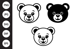 Cute Bear Face SVG, Cute Bear Face Clipart Product Image 1