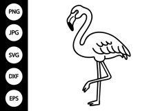 Outline Doodle Flamingo SVG, Coloring Page Product Image 1