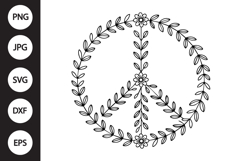 Floral Peace Sign SVG Product Image 1