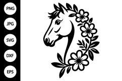 Floral Horse Silhouette SVG Product Image 1
