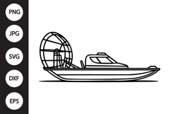 Airboat Outline SVG, Coloring Page Product Image 1