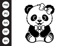 Panda Cub with Bow SVG Product Image 1