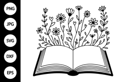 Floral Book Outline SVG, Coloring Page Product Image 1
