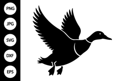 Mallard Duck Flying Silhouette SVG Product Image 1