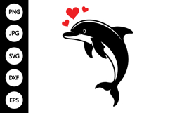 Jumping Dolphin with Floating Hearts SVG Product Image 1