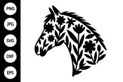 Floral Horse Head SVG Product Image 1