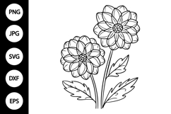 Outline Dahlia Flower SVG Product Image 1