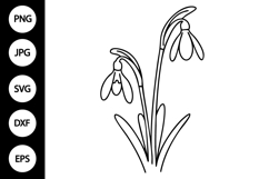 Outline Snowdrop Flower SVG Product Image 1