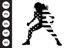 Female Wrestler American Flag SVG Product Image 1