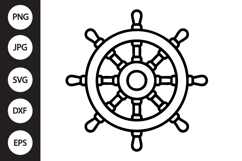 Ship Wheel Outline SVG, Coloring Page Product Image 1