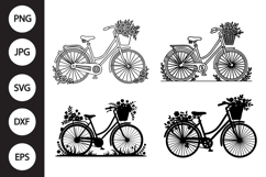 Bicycle with Flowers SVG, Bicycle with Flowers Clipart Product Image 1