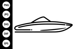 Outline Speedboat SVG Product Image 1