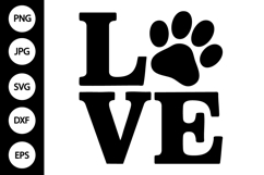 Love with Paw Print SVG Product Image 1