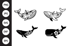 Floral Whale SVG, Floral Whale Clipart Product Image 1