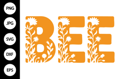 Bee with Flowers Clipart SVG Product Image 1