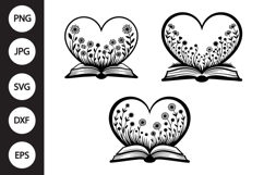 Heart Floral Book SVG, Heart Floral Book Clipart Product Image 1
