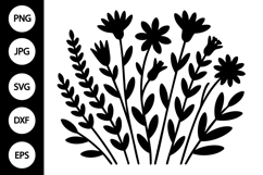 Flower Meadow Silhouette SVG Product Image 1