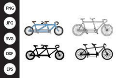 Tandem Bicycle SVG, Tandem Bicycle Clipart Product Image 1