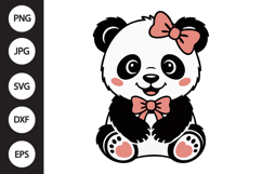 Panda Cub with Bow SVG Product Image 1