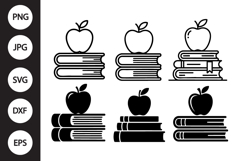 Stack Of Books with Apple SVG Product Image 1
