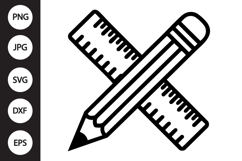 Ruler and Pencil Crossed SVG Product Image 1