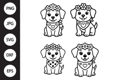 Cute Dog with Heart SVG, Cute Dog with Heart Clipart Product Image 1