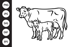 Cow Calf Outline SVG, Coloring Page Product Image 1