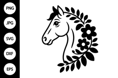 Floral Horse Silhouette SVG Product Image 1