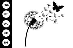 Dandelion with Butterfly SVG Product Image 1