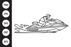 Jet Ski Rider Outline SVG, Coloring Page Product Image 1