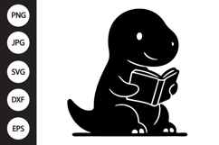Reading Dinosaur SVG Product Image 1