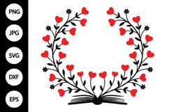 Heart Flowers with Book SVG Product Image 1