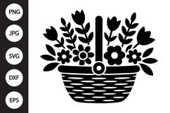 Flower Basket Silhouette SVG Product Image 1