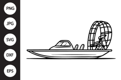 Airboat Outline SVG, Coloring Page Product Image 1