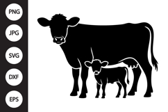 Cow Calf Silhouette SVG Product Image 1
