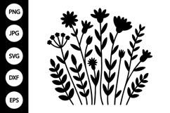 Flower Meadow Silhouette SVG Product Image 1